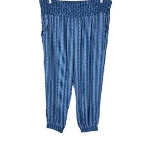 The Muses Closet Women's Pull-on Solid Jogger Pants Slate Blue 1X Plus Size